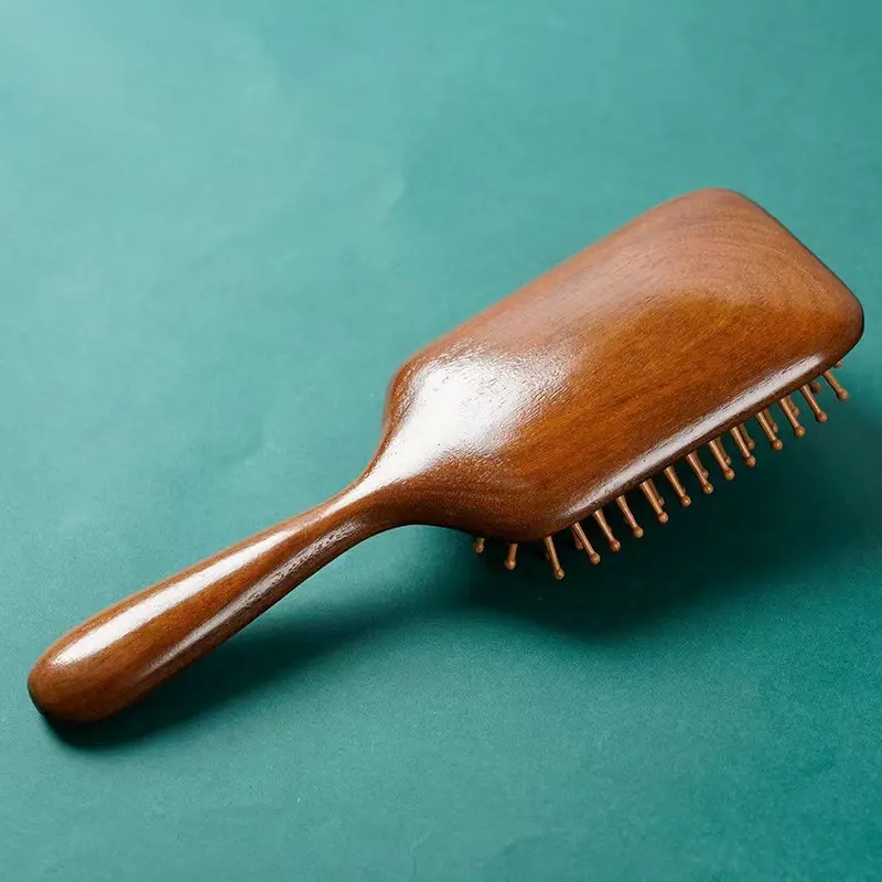 Golden Sandalwood Air-Cushioned Hair Comb, Durable Anti-Static Massage Comb, Portable Detangling Comb, Air-Cushioned Wooden Comb for Women's Home Use