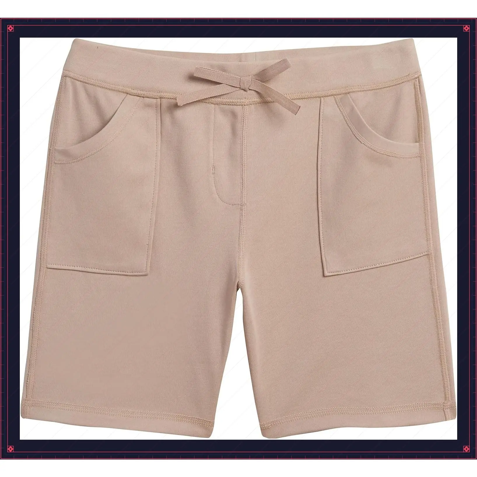 Girls School Uniform Sensory-Friendly Pull-on Short,Soft Fabric with Elastic Waist&Drawstring, Tagless, Flattened SeamsGift