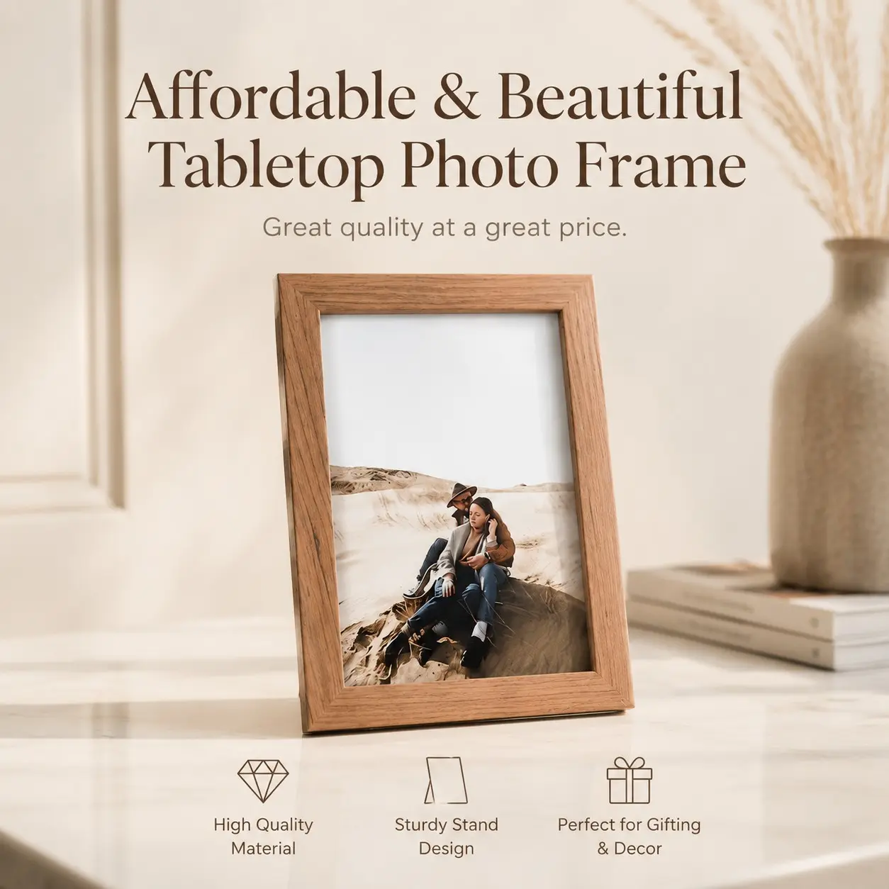Vintage Photo Frame, 4x6 Inch Acrylic Picture Frame, Rustic Cabin Style, Perfect for Desktop Display and Wall Hanging, Graduation and Christmas Decor