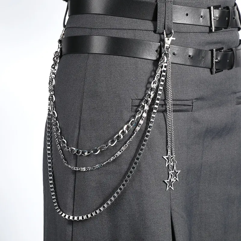 Silver Y2K Star Jean Pocket Chain for Men & Women, Dainty Punk Hip Hop Biker Pants Chain, Trendy Body Accessory for Music Festival, Party & Y2K Cosplay Outfits