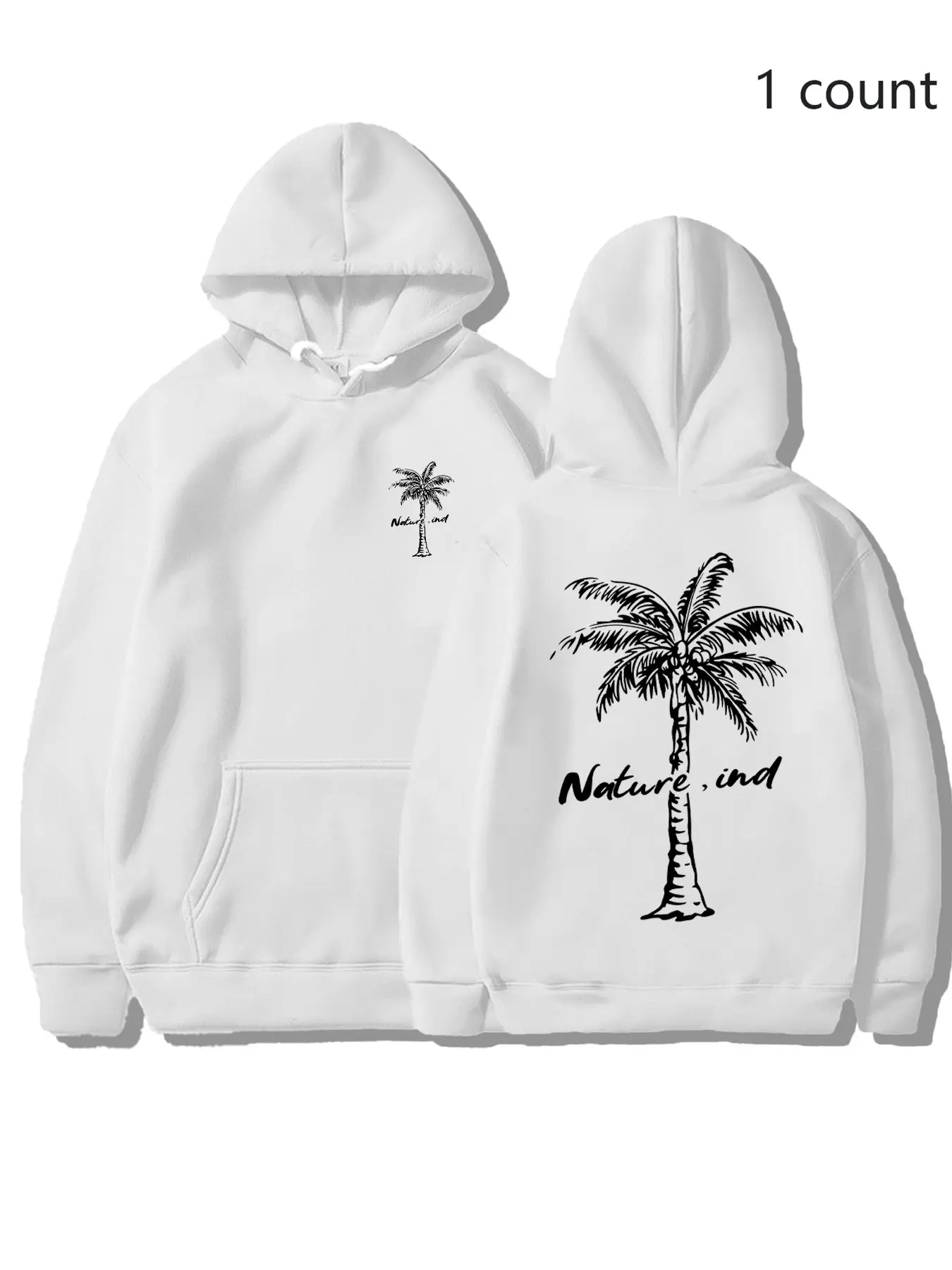Sober Ny Minimal Palm Tree Hoodie, Oversized Soft Fleece Pullover, Kangaroo Pocket, Casual Surf, Unisex Loungewear