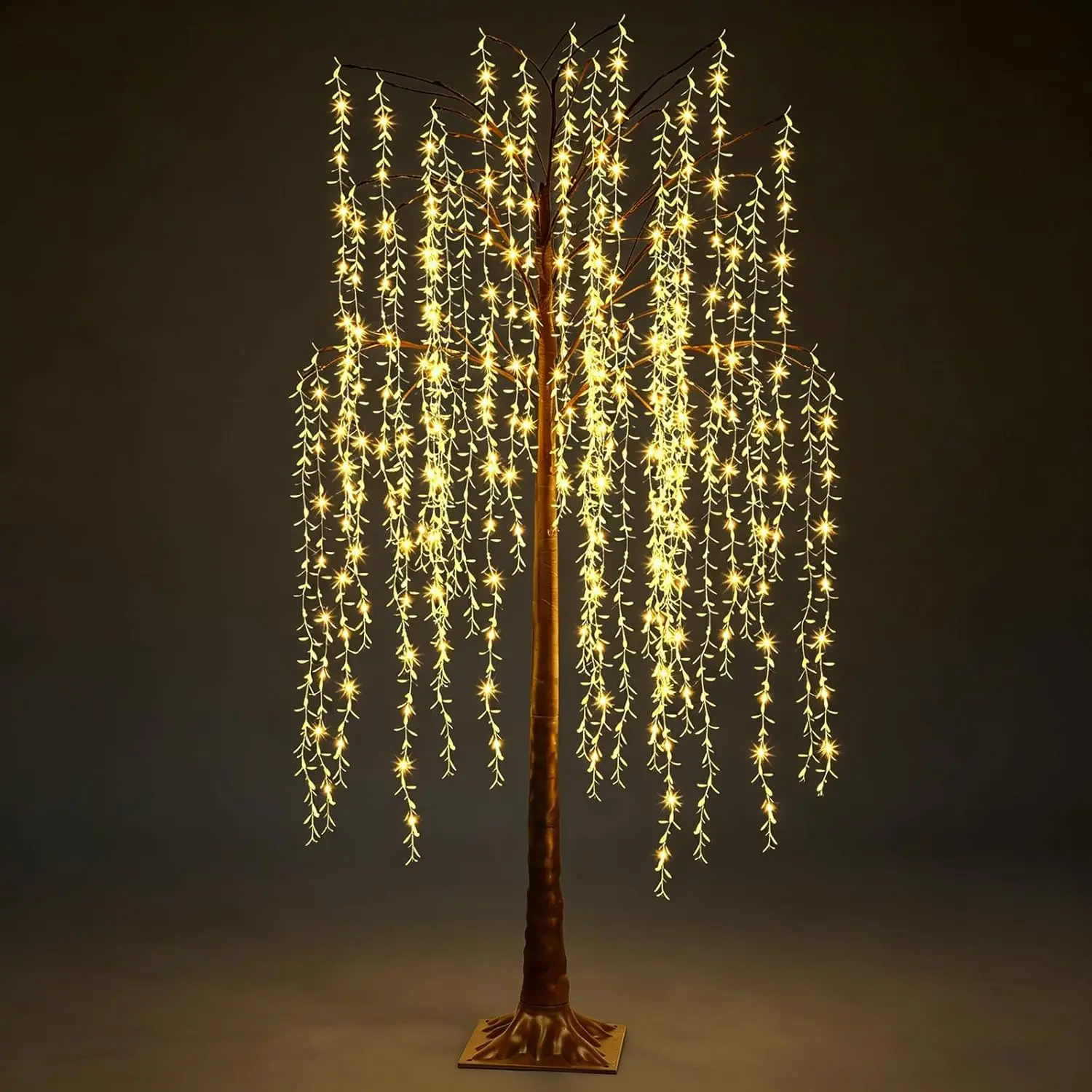 6FT Lighted Weeping Willow Tree Plug-in, Artificial Faux Willow Tree with Light for Home Bedroom Living Room Decor, Light Up Trees for Wedding Party Halloween Christmas Indoor Outdoor Decoration
