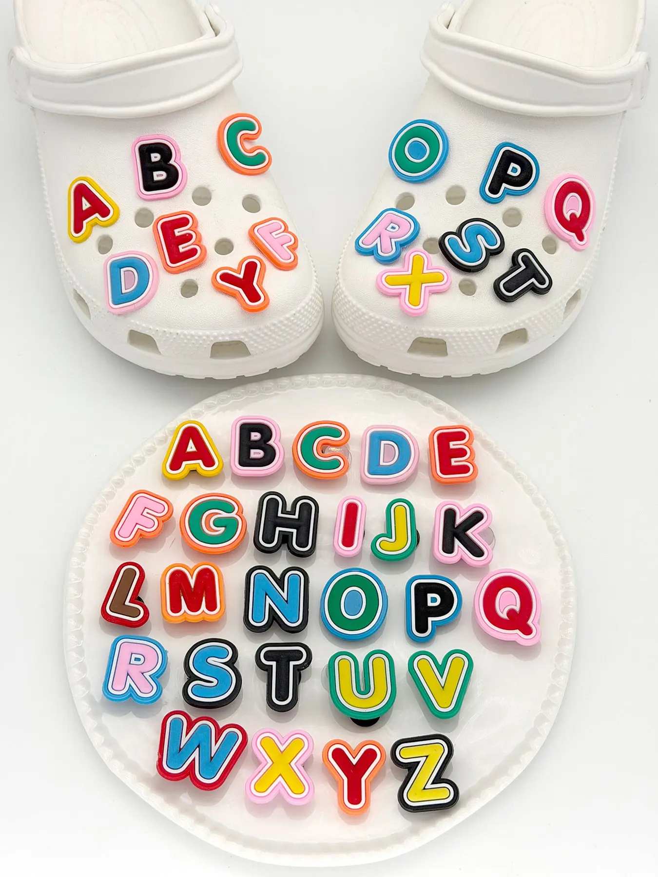 Colorful 3D Alphabet Shoe Buckles, Kids DIY Name PVC Shoe Charms, Complete Set A-Z Letters, Fun and Creative Footwear Accessories, Clog Shoe Decorations, Shoe Embellishment Set
