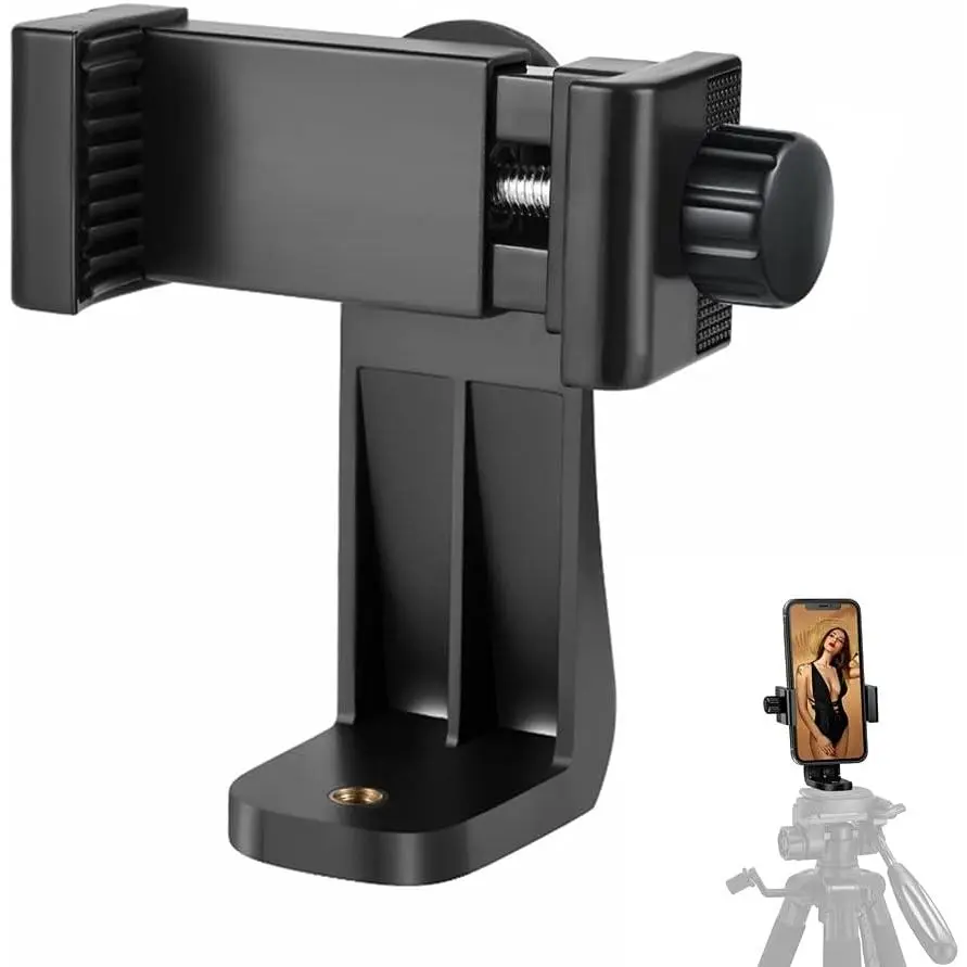 Phone Tripod Mount Adapter/ Tripod Cell Phone Holder, Fits Any Smartphone, 1/4" Standard Screw, Rotating Vertical and Horizontal, Compatible with , , Selfie Stick, Monopod