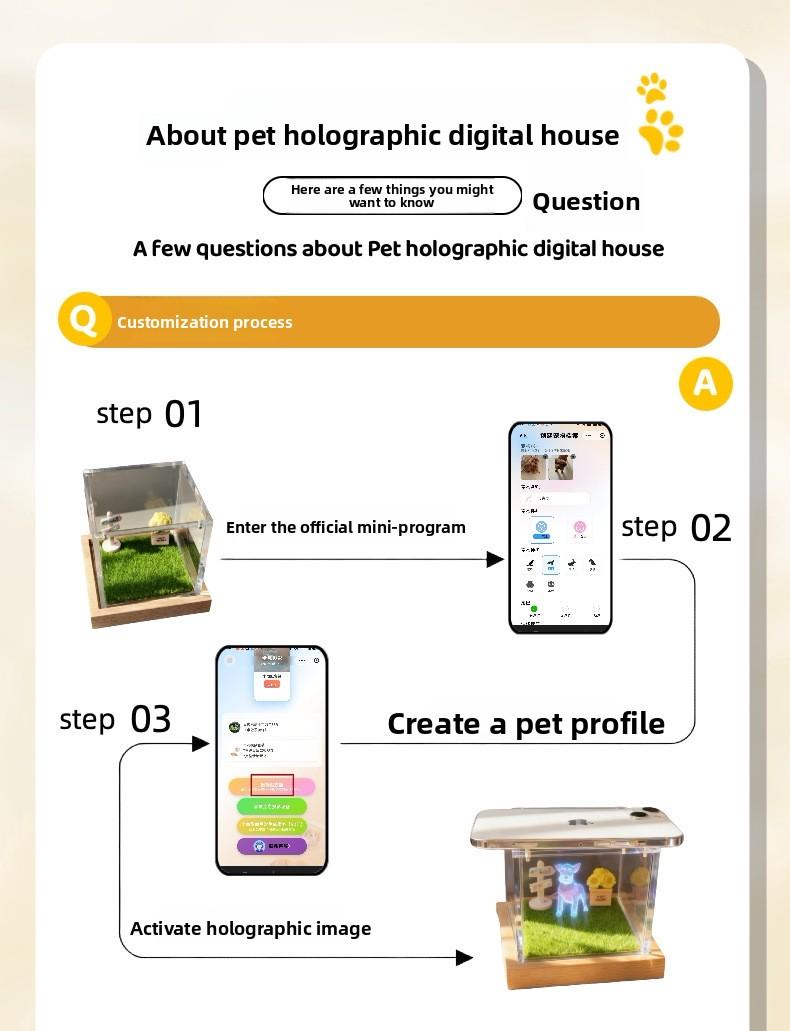 Pet 3D Hologram Projection Box AI Companion Memorial Keepsake For Dogs Cats Heated Outdoor Dog House with Heating Pad human sized bed cat tree Breathable Elevated Cooling Curved Foam Stairs Ramp Gothic Coffin Wheeled Wooden Crate Soft Foldable Cushion