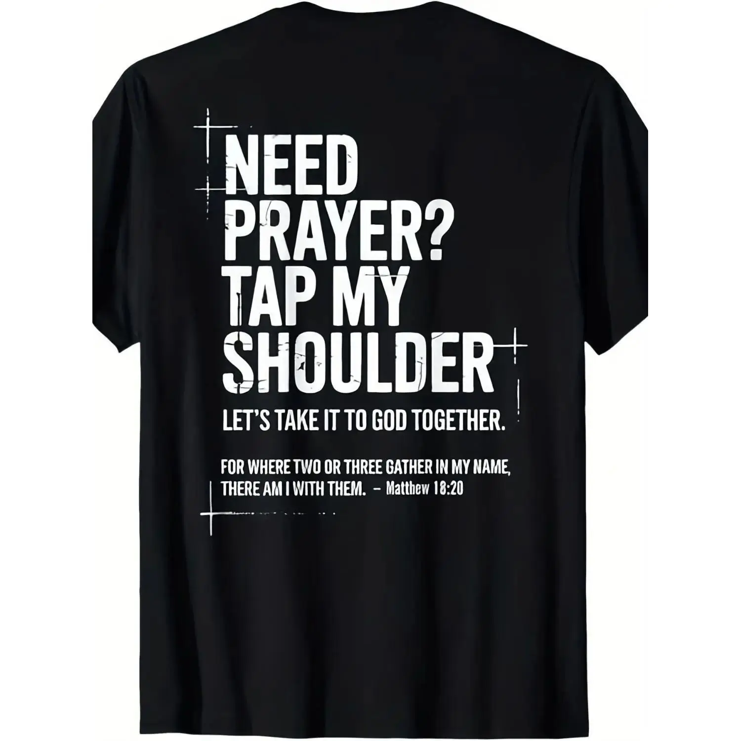 Christian Bible Verse Graphic Crew Neck T-Shirt - Casual CVC Short-Sleeve Round Neck Tops, Faith-Based Prayer Quote, Fitted, All Seasons, Plain Print, Cotton Blend, Bold Quote, Cross Accent