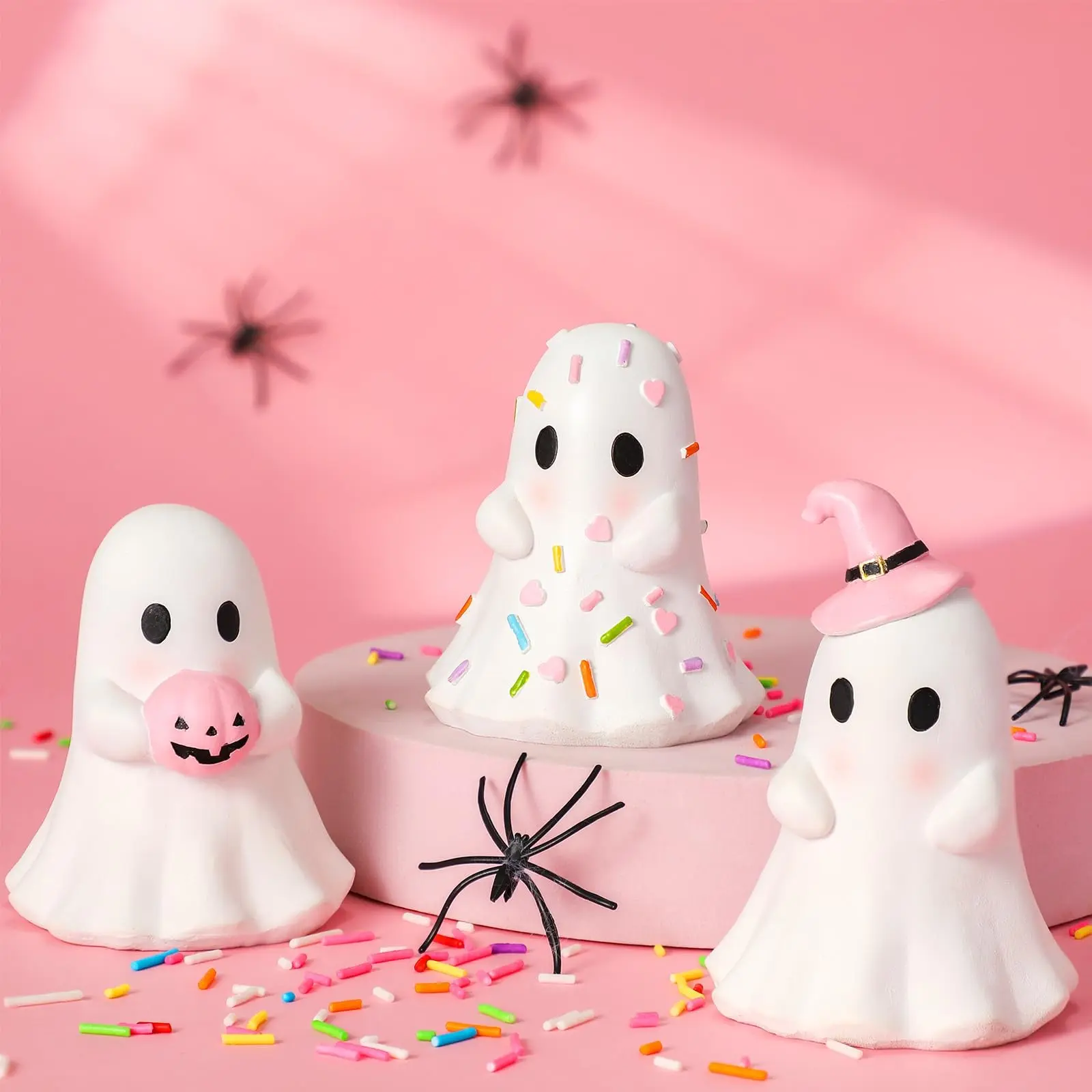 3pcs Halloween Ghost Ornaments, and Cute Ghosts, Summer Halloween Table Decor, Fun and Festive Dining Accessories, Ornament Set