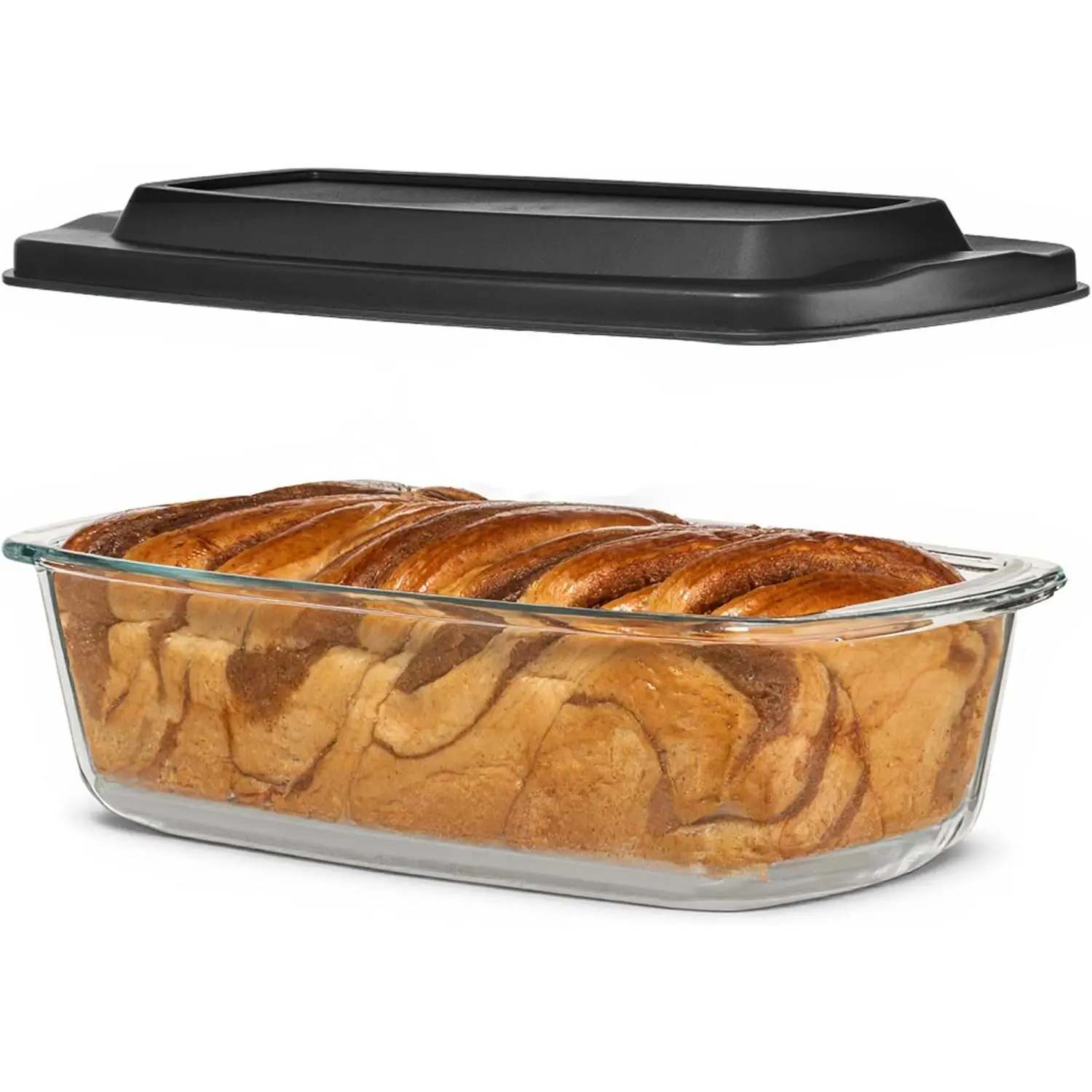 LARGE 7.6 Cups/1800 ML/1.9 Qt Glass Loaf Pan with  - Meatloaf Pan  Airtight  Grip Handle Easy Carry, Microwave and Oven Safe - Loaf Pans For Baking Bread, Cakes, Glass Loaf Pan