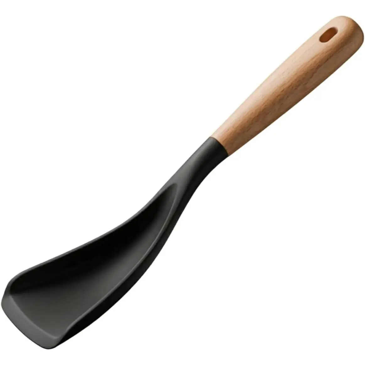 Large Cooking Spoons for Serving. 11.2" Nonstick  Spoonula with Wooden Handle, Heat Resistant Rubber Serving Spatula Spoon for Baking,Scooping and Scraping.