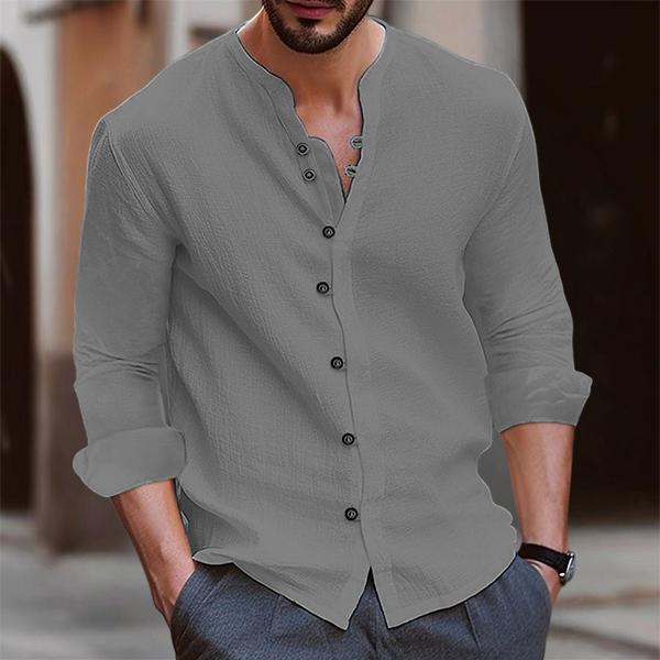 Men's Vintage Button-Up Shirt - Available in Multiple Colors. Made of Linen and Polyester - Lightweight, non-stretch shirt, perfect for spring and summer wear, can be paired with formal or casual attire.