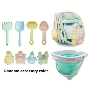 Beach Toy Set Playset, Includes Foldable Bucket, Shovel, Rake, Summer Outdoor Water Play Kit, Portable Sand Water Game Toys for Kids