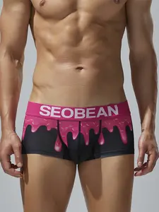Funny Candy Sprinkles Drip Pattern Mens Underwear Breathable Skin-Friendly Pouch Boxers Elastic All Day Comfort Shorts