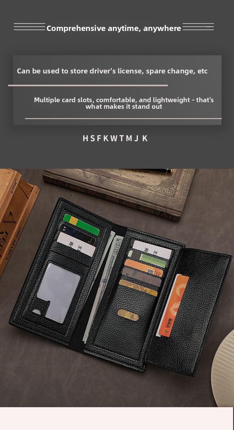 2026Wallet Men's Long Suit Bag PU Leather Three-in-One Multi-Card-Slot Card Holder Wallet Fashion Change Document Package in Brown & Black