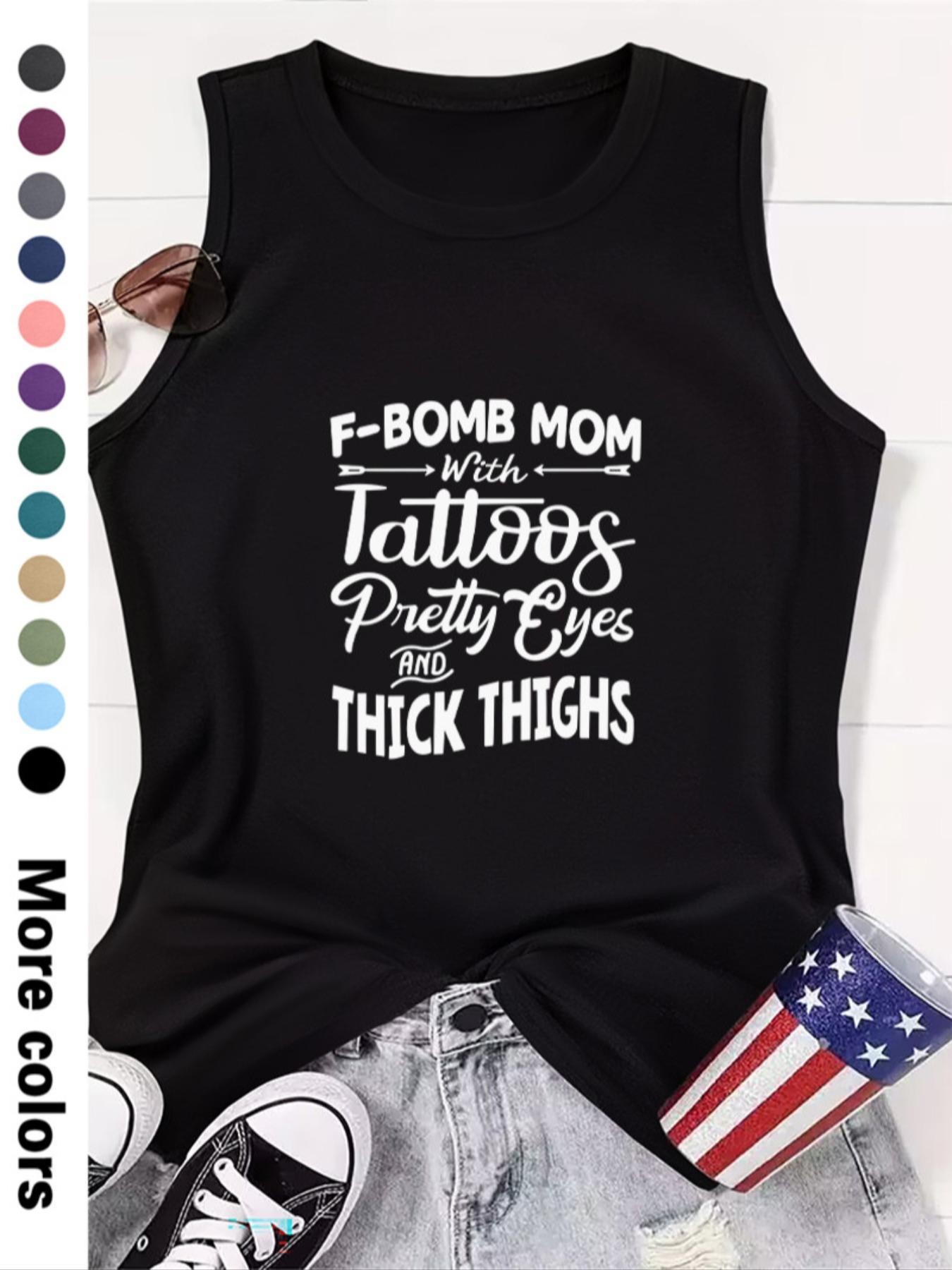 Women's Letter Print Round Neck Tank Top, Summer Clothes Women, Casual Sleeveless Crew Neck Top for Summer, Women's Top for Daily Wear