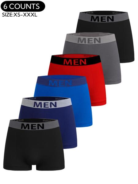 Men's Colorblock Letter Tape Boxer Brief, Comfortable Breathable Seamless Underwear for Daily Wear, Men's Base Underwear for All Seasons