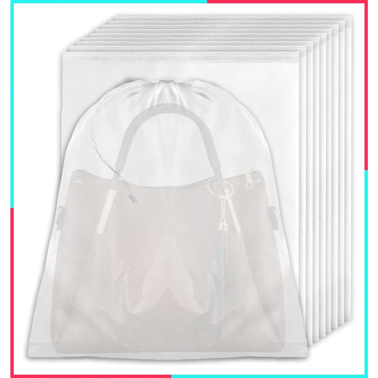 10Pcs Non-Woven Handbag Dust Bags with Rope, 16 x 19 Inch Purse Storage Organizer Travel Dust Protector