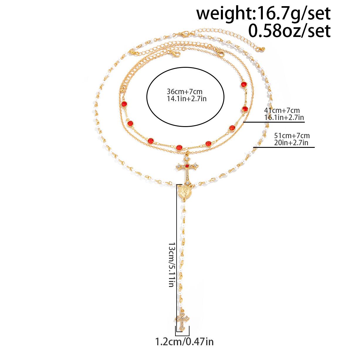 3Pcs Cross Flower Crystal Necklace Set Rhinestone Inlay Layered Chain Dainty Trendy Stackable Jewelry Copper Plated Fashion Minimalist Cute Accessories for Women Girls Daily Party Dating Casual Street Style Wear