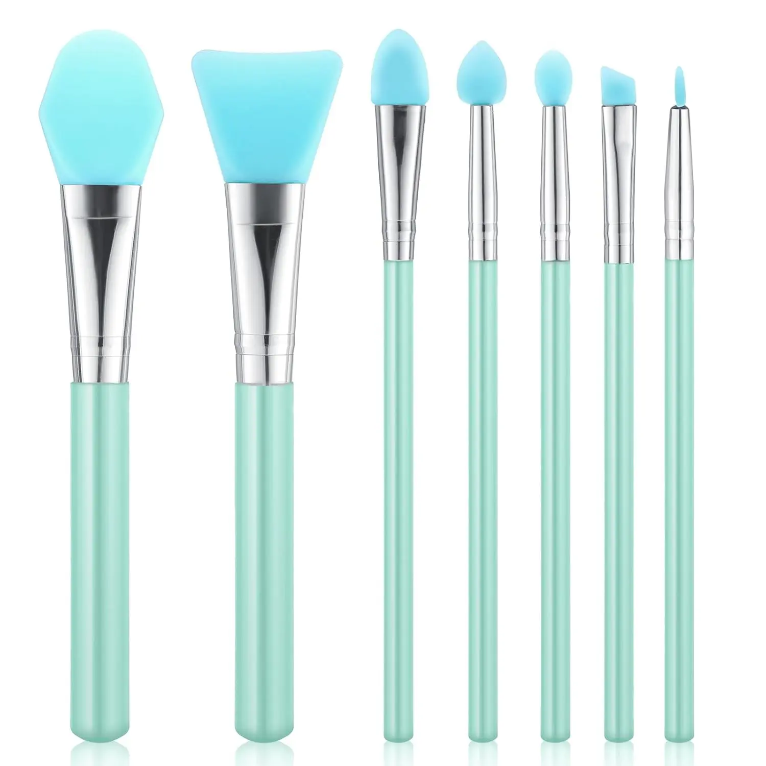 7PCS Silicone Multi-Brush Set Crafting Kit, UV Resin Jelly Brushes for Cream Makeup, Epoxy Art Crafting, Green