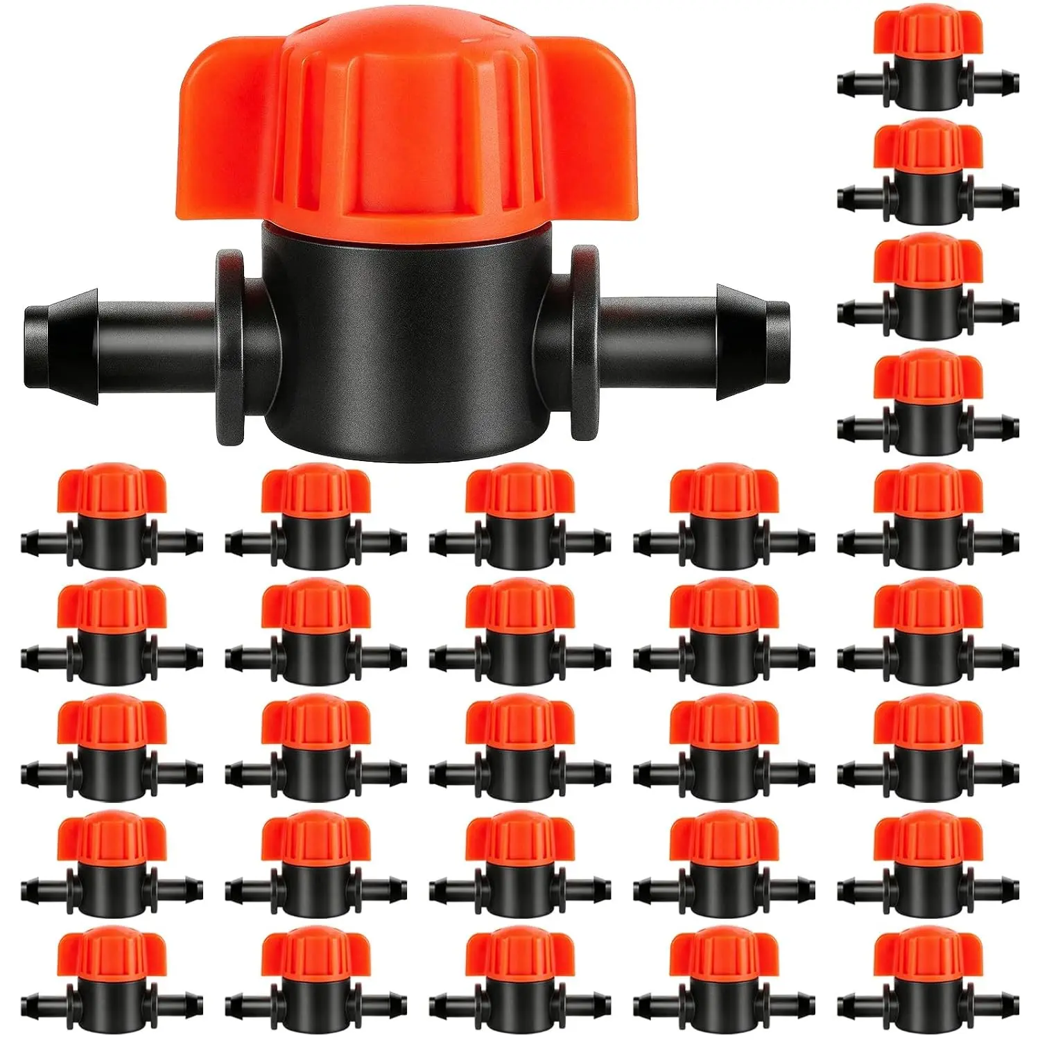 30 Pack 1/4" Drip Irrigation Shut Off Valves, Drip Line Shut Off Switch Valve for 1/4 Inch Drip Irrigation Tubing Water Flow Control In-Line Valve for Garden Drip Systems