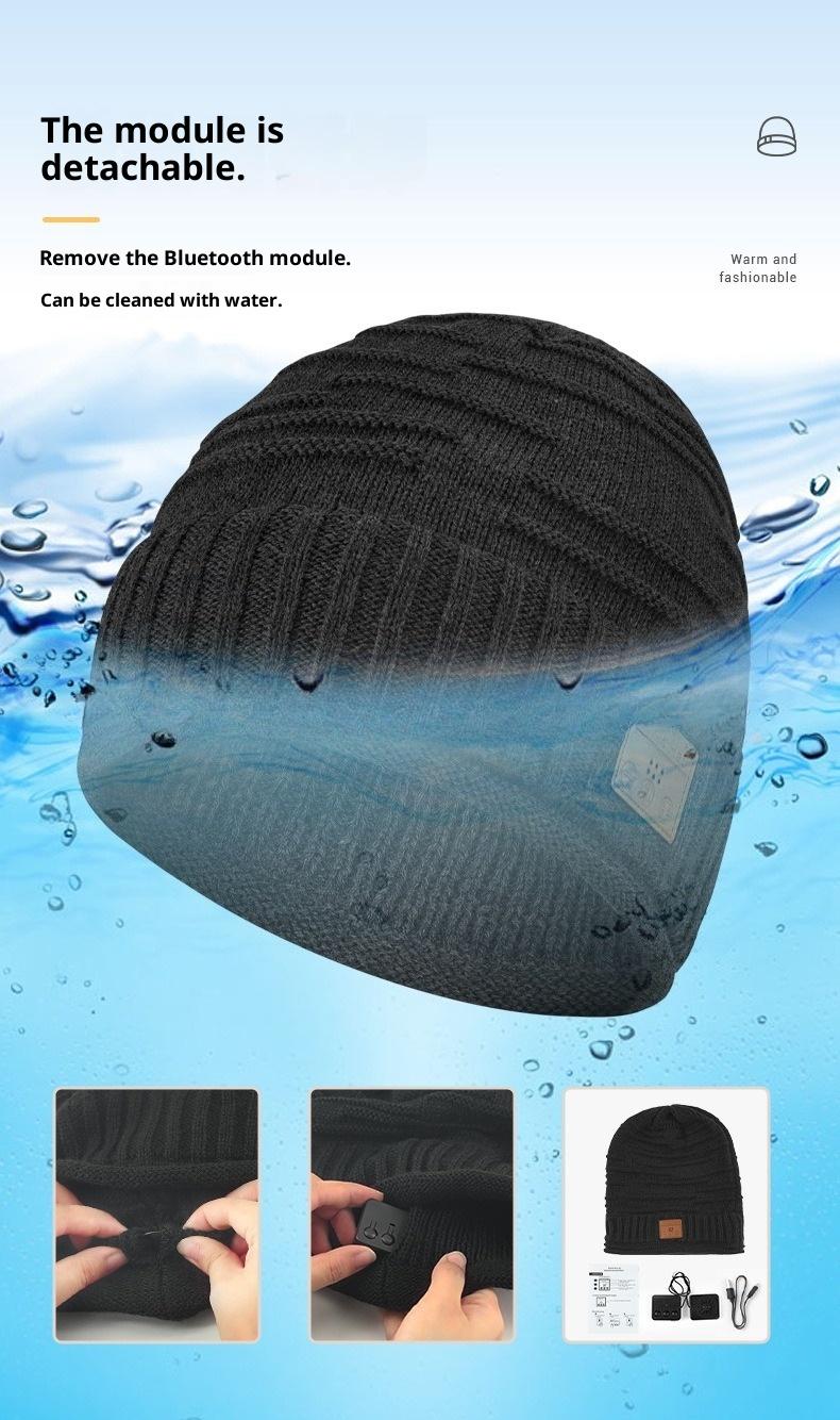BIGWIG Unisex Bluetooth Knit Hat, Winter Music Hat, Hands-free Earphone, Washable Wireless Earphone Hat, Fleece-lined Warm Knit Hat, Music Hat, Christmas Gift, Novel Music Gift, Suitable for Running, Fishing, Cycling