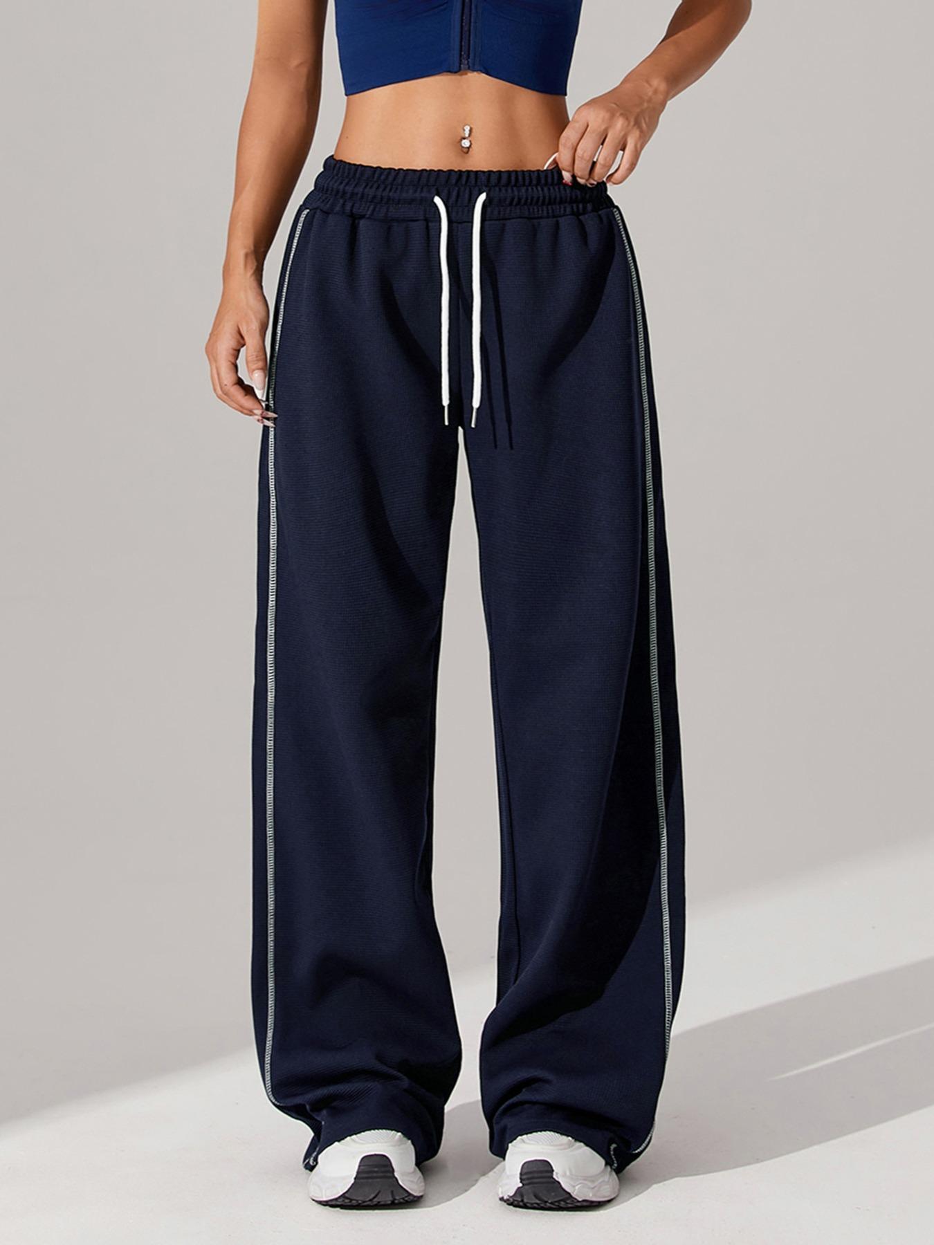 Women's Side Striped Sports Pants, Casual Comfy Breathable Trousers for Outdoor Running, Ladies Sportswear for All Seasons, Athleisure Pants