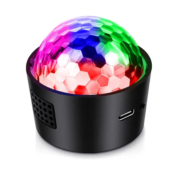 Battery Operated Sound Activated Disco Light Portable Mini Disco Ball Light | Sound Activated LED Car Interior & Room Decor | USB Rechargeable Wireless Party Strobe Lamp