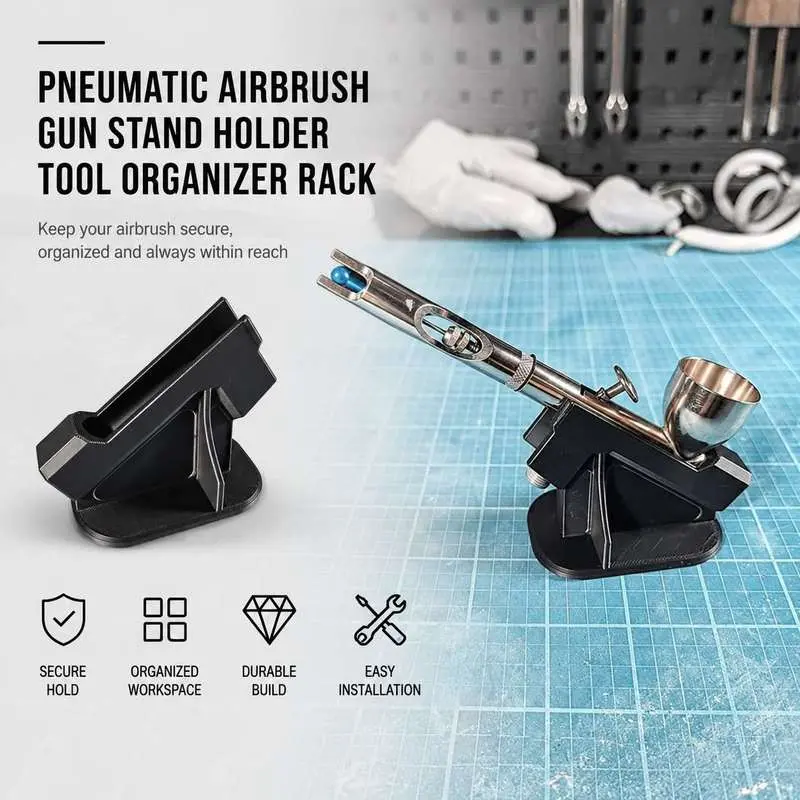Pneumatic Airbrush Gun Stand Holder Wall Mount Tool Organizer Rack for Workshop Garage Workbench