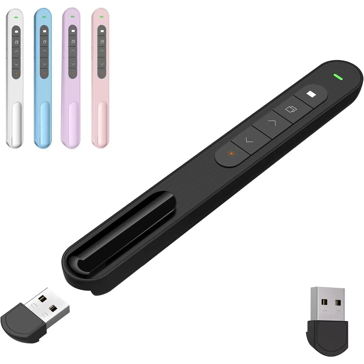 Presentation Clicker with , 328ft Long-Range  Presenter Remote with  USB Receiver, PowerPoint Clicker Compatible with Windows/Android/macOS/Linux, Black, A