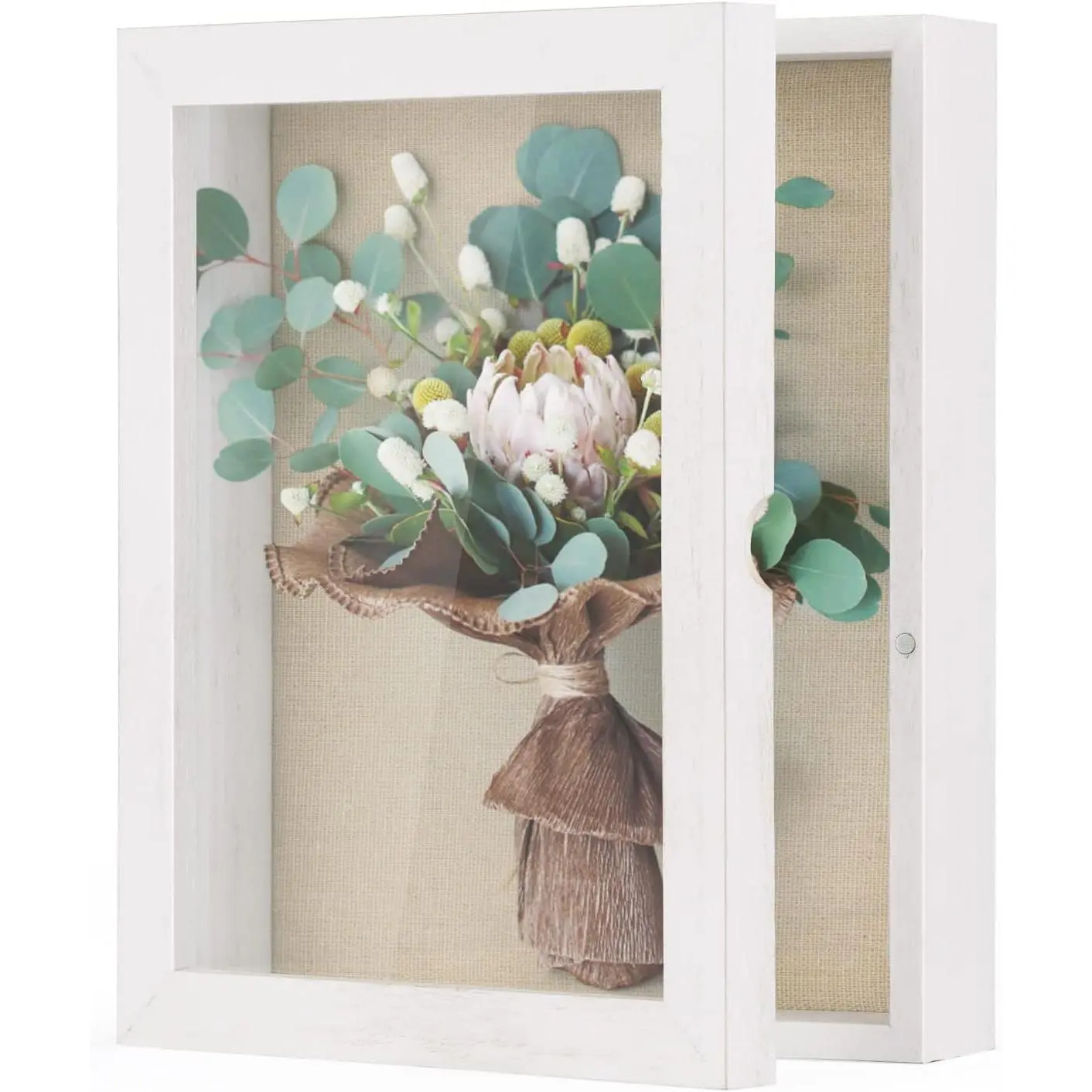 8x10 Shadow Box Frame White Memory Box Small Shadow Box Display Case with Front Opening  Door for Keepsakes Memorabilia Bouquet  Wedding Graduation Rustic White