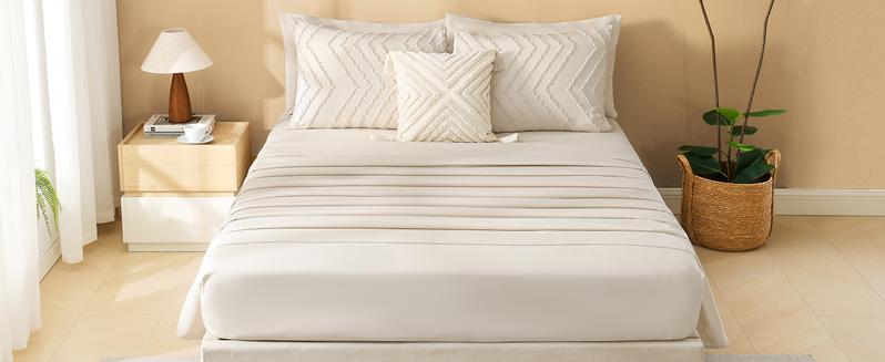 California King Comforter with Beige - 7 a Bag Cal King Cream Boho Tufted Complete Beddding Sets with Comforter,, Pillowcases  Shams