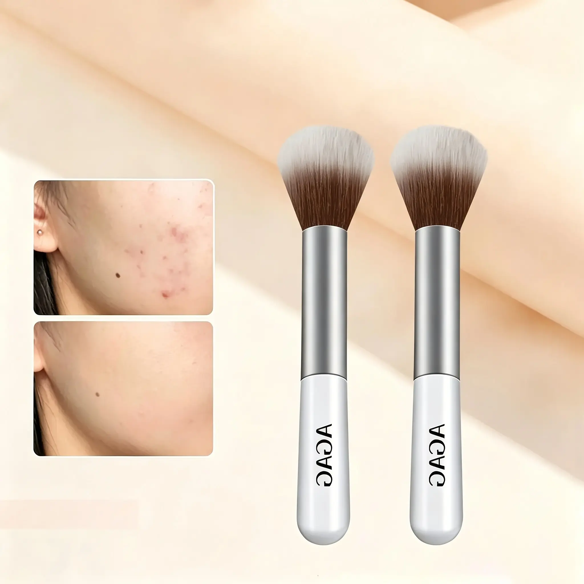 Agag Beauty Tool Fluffy Round Head Double-Layer Fiber Brush, Large Size, Soft and Non-Falling, Ideal for Highlighting and Contouring, Highlighter Brush