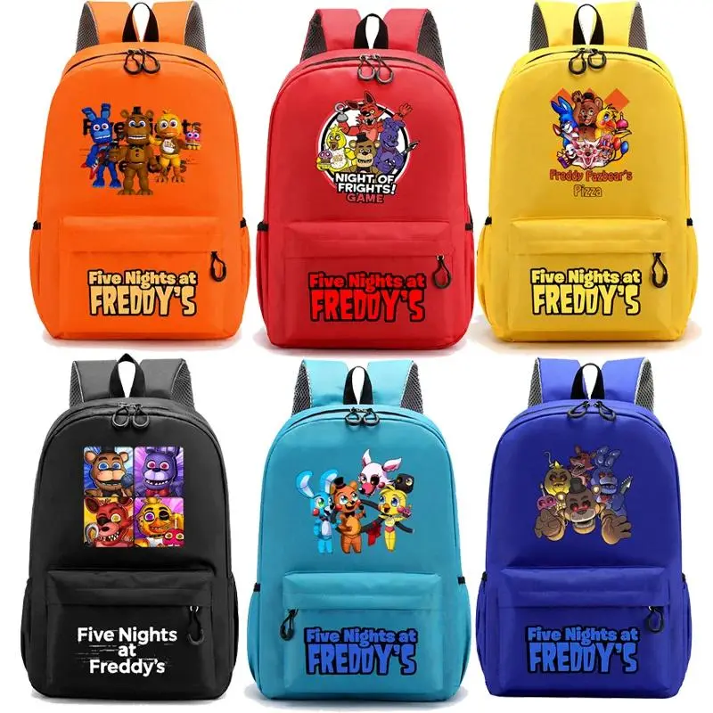 5 Nights At Freddy's Retro Synthetic Waterproof Cartoon Print Backpack, Student Schoolbag for Boys & Girls, Back-to-School Party Gifts