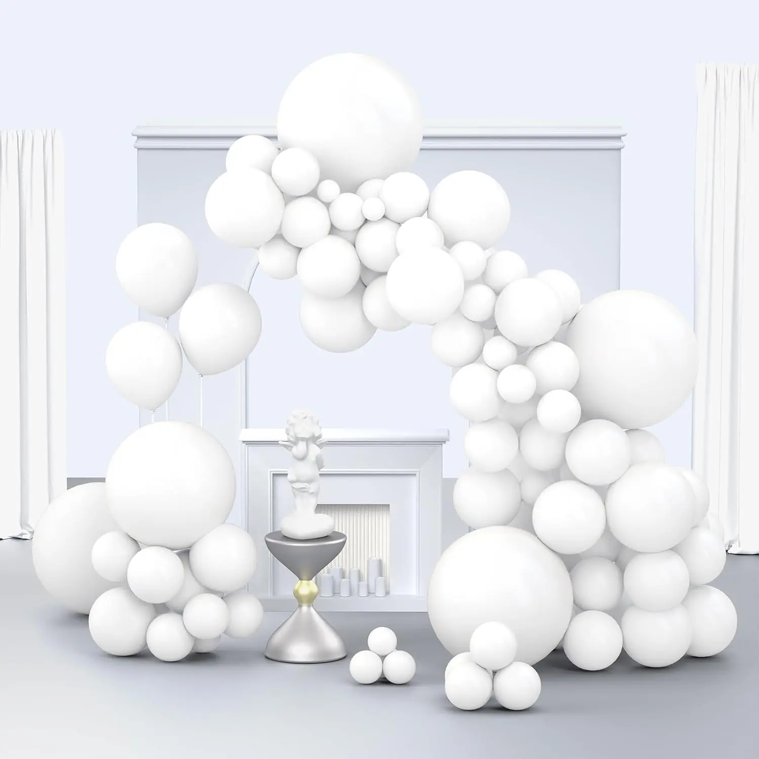 White s, 150 pcs Different Sizes Pack of 18 Inch 12 Inch 10 Inch 5 Inch Matte White Latex s for Garland Arch as Birthday Party Wedding Decorations
