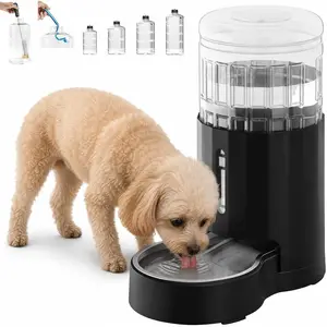 CZPET Dog Water Bowl Dispenser 4L, Wider Mouth & Upgraded Brush for Easy Cleaning Automatic Cat Gravity Refilling Waterer with Removable Stainless Steel Bowl, Large Drinking Area for Multi-Pet (Black)