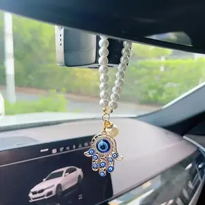 Vintage Fatima Hand Car Hanging Ornament – Evil Eye Rearview Mirror Pendant, Retro Auto Interior Decoration for Women & Men