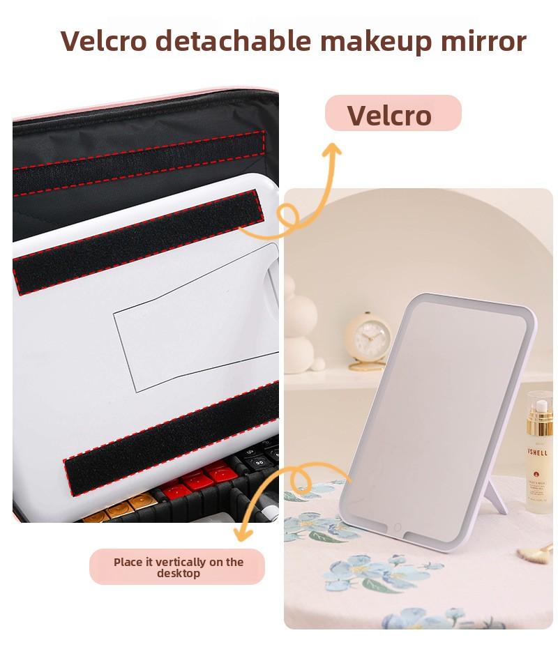 Internet Celebrity LED Makeup Case with Light and Mirror, Portable LED Makeup Bag with Large Capacity, Multifunctional Cosmetic Storage Organizer for Travel and Daily Use, Adjustable Light Makeup Box