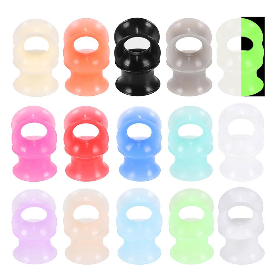 12 Pairs Silicone Ear Gauges, Double Flared Hollow Ear Plugs, Flexible Piercing Jewelry for Ears, Stretching Kit for Men Women