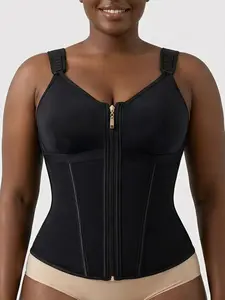 1 Count Women's Solid Color Compression Waist Trainer Vest, Colombian Shapewear, Adjust Hook Shapewear Girdle with Zipper Closure, Fajas, Bust Support Tummy Control Waist Cincher Top, High Elastic Sculpting Shapewear Belts, Suitable for Sport & Fitness