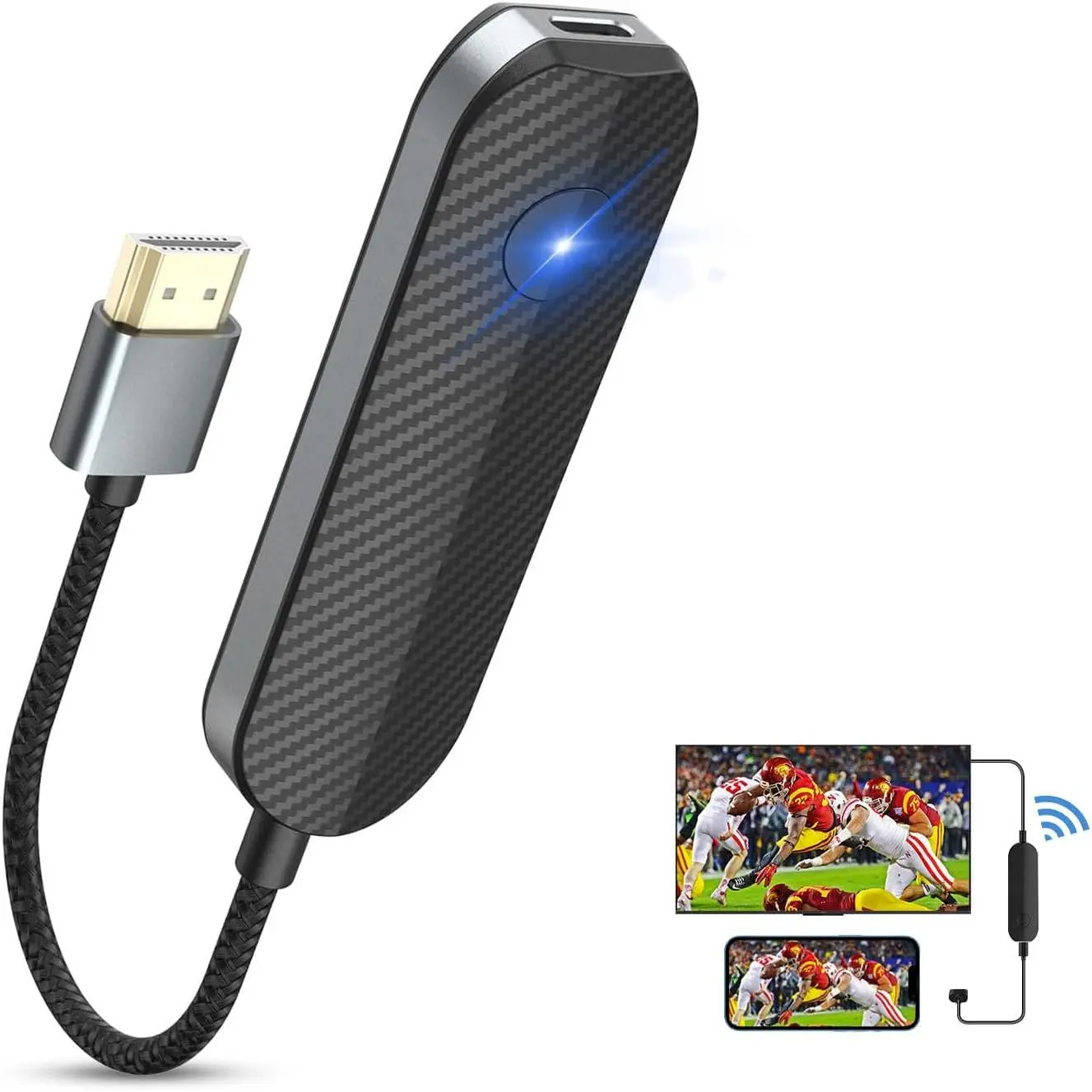 4K 1080P Wireless HDMI Display Adapter, WiFi Streaming Movies, Shows Receiver for i-Phone, i-Pad, Android, Tablet, Laptop, Window to HDTV/Monitor/Projector, Compatible Miracast, Air Play, DLNA