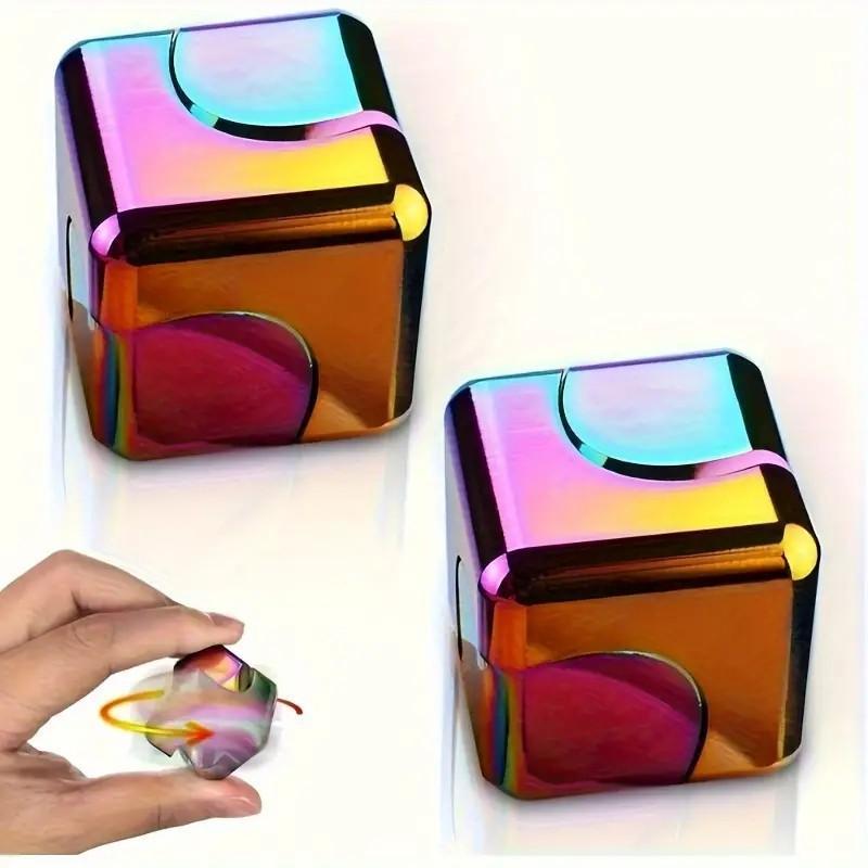 Square Toy, 1 Count Metal Rotate Puzzle Cube, Fidget Spinner, Anti Stress Edc Fingertip Toys for Special Needs & Adhd Autism, Gift Ideas