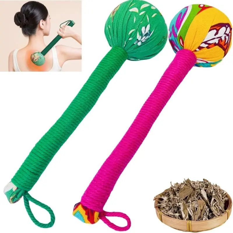 Outdoor sports 2PCS Long Size Lymphatic Drainage Herbal Massage Hammer,Manual Massage Hammer for Body, Back Massage Hammer Taichi,Wormwood Massage Hammer Sticks Muscle Relaxation 2PCS (Red/Green)