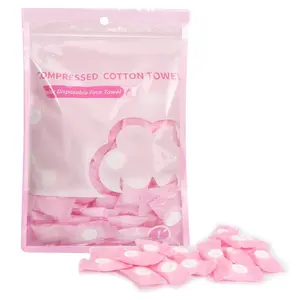 Compressed Towel 100 PCS Mini Tablets Disposable Portable Face Towel Cotton Coin Tissue Eco-Friendly for Travel, Camping, Hiking, Sport, Beauty, Home Hand Cloths, Outdoor Activities Pink