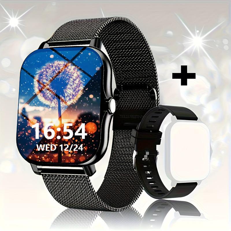 Multifunctional Smart Watch, Fashion Digital Watch with 2 Watch Band, Sports Watch with Multi-Sport Modes & Phone Call for Women & Men