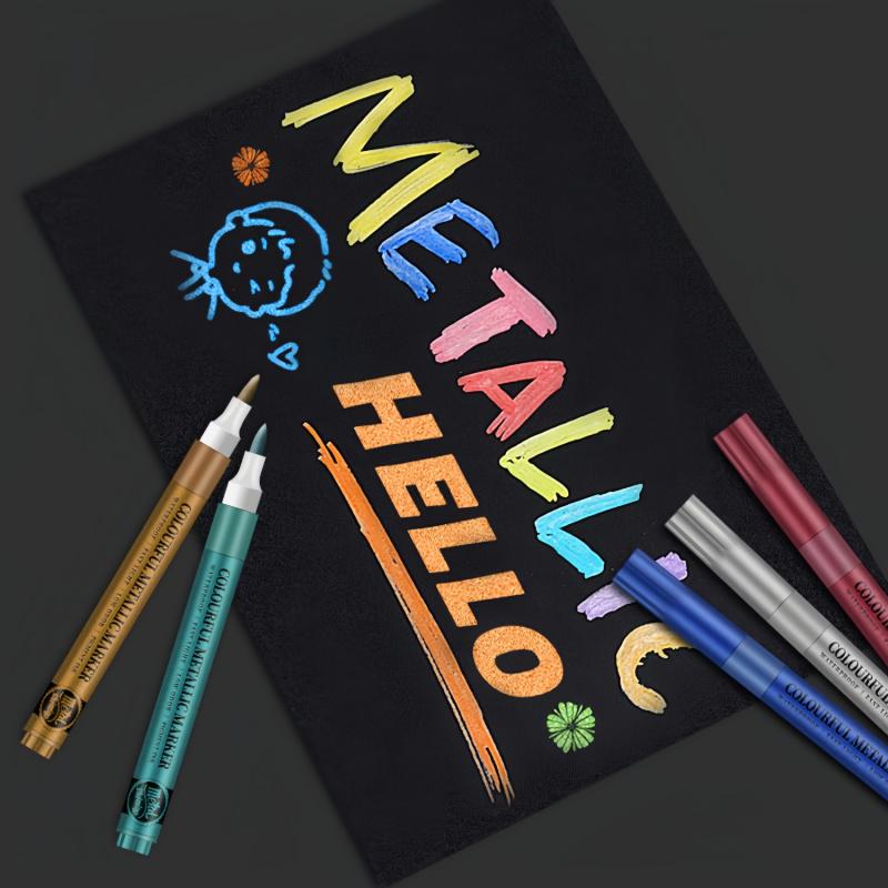 12 Colors Metallic Acrylic Paint Pens for Rock Painting, Soft Brush Tip Metallic Marker for Rock Painting, Ceramic, Glass, Canvas, Mug, Wood, Easter Egg, Waterproof Paint DIY Crafts Making, Diy Painting Supplies
