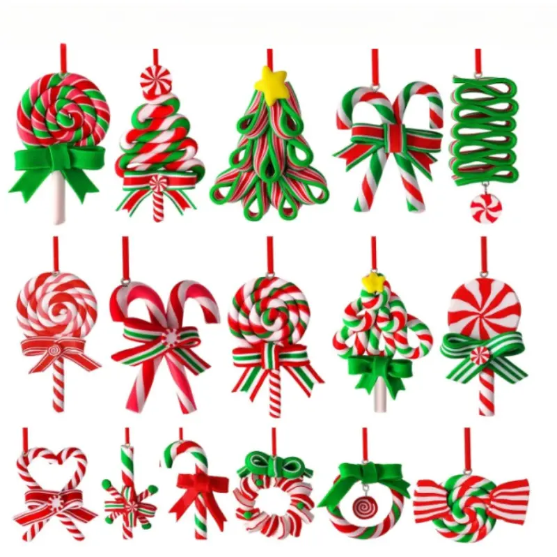 16pcs Wooden Christmas Lollipop Decorations, Colorful Mini Candy Sticks Hanging Ornaments, Perfect for Christmas Tree Party Home Decoration