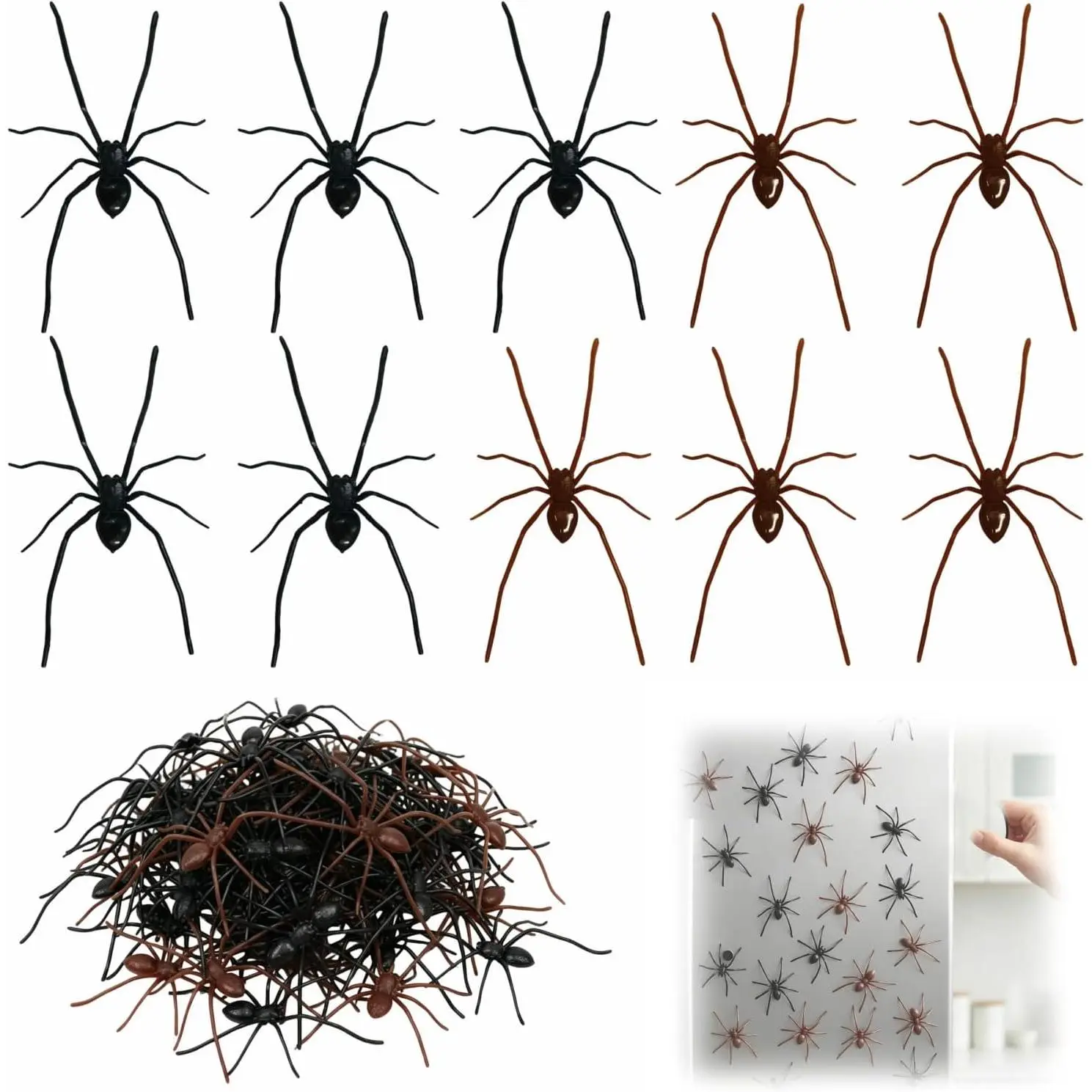 10PCS 3D Spider Fridge Magnet, Realistic Spider Magnets - Cute Removable Magnetic Decals for Refrigerator, Car, Garage Door, Indoor Outdoor Decor, The for Lovers of Unique Decor (Brown and Black)