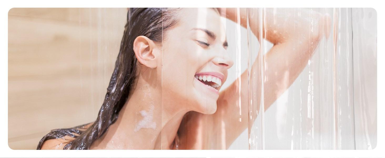 Shower Curtain Liner 2 Pack, 72 x 96 Inches Extra Long PEVA Plastic Shower Liner with 3 Weighted Stones and 12 Rustproof Metal Grommet, Lightweight Waterpr