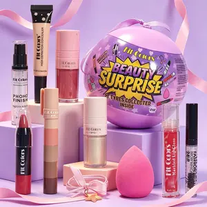 1SET Fit Colors Beauty Surprise Makeup Ball Gift Set, Full Face Multi‑Use Lip Contour Highlighter Concealer Blush Sponge Kit, Daily Date Party Holiday Gift, GiftForHer ViralMakeupBox CleanGirlMakeup, Makeup Gift Set Full Face Cosmetics Kit