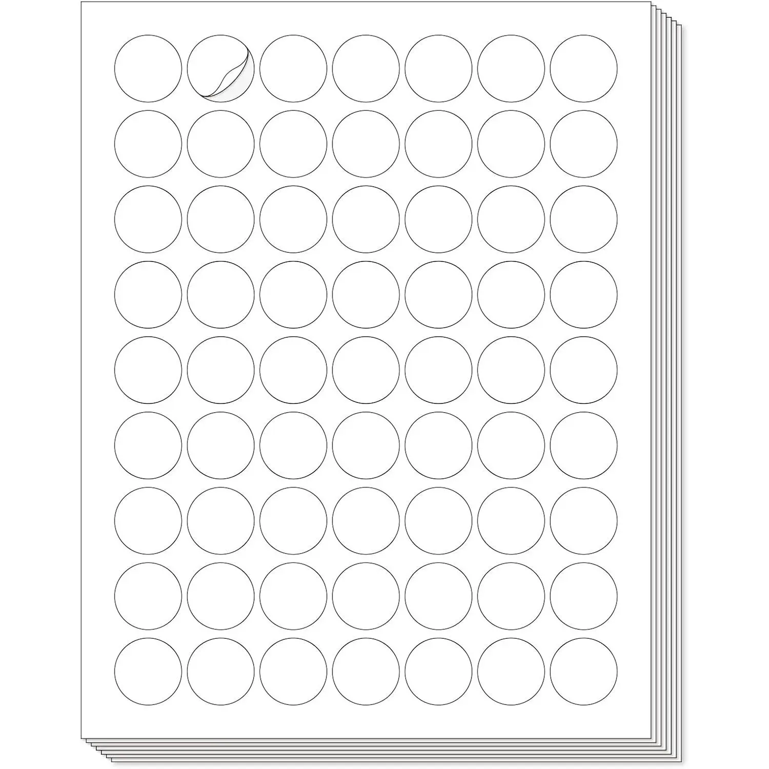 1'' Diameter Round Printable 25 Sheets Matte Sticker Labels for Laser/Inkjet Printer, White Blank Circle Stickers, Strong Adhesive (1575 Labels)