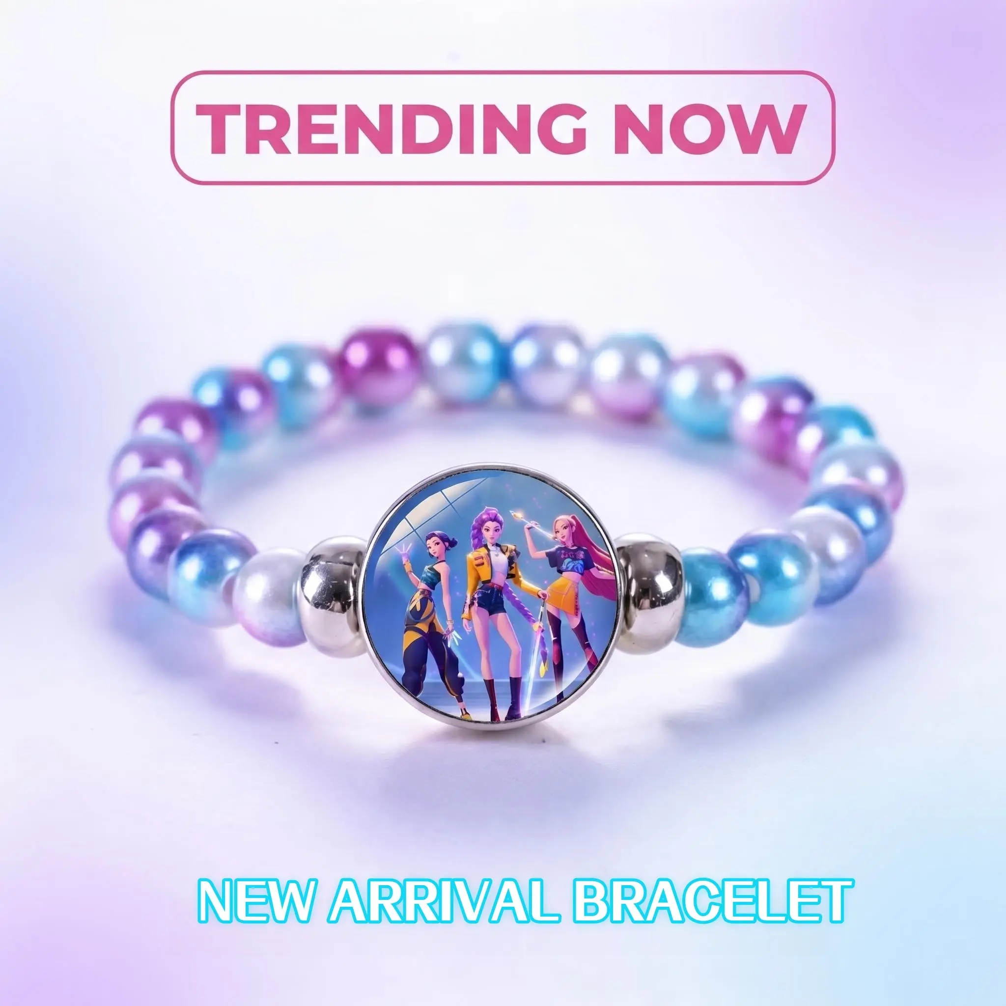 Gradient Dreamy Sparkle Bead Bracelet, Anime Witch Idol Friendship Jewelry Gift, Sweet Cool Best Friend Pendant Chain, Exquisite Trendy Bracelet